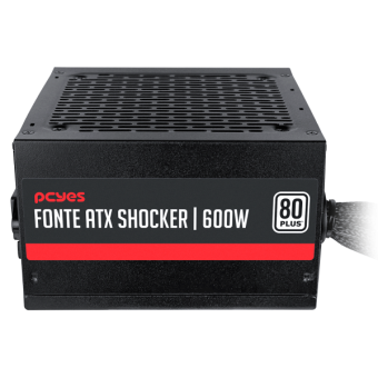 FONTE ATX 600W PCYES SHOCKER 80PLUS WHITE PFC ATIVO