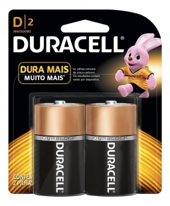 PILHA TIPO D DURACELL ALCALINA C/ 02 UNIDADES