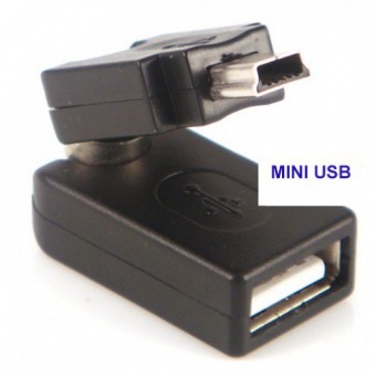 ADAPTADOR MINI USB MACHO P/ USB FEMEA C/ ROTAÇÃO 360º