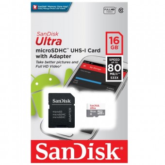 CARTAO DE MEMORIA MICRO SD 16GB SANDISK ULTRA CLASS 10