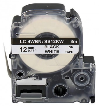 FITA PARA ROTULADOR 12MX8M X-FULL BLACK/WHITE COMP/ BROTHER M-K231