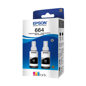 KIT GARRAFAS DE TINTA EPSON 664 T664120-2P 2PACK PRETO