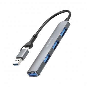HUB TIPO C / USB C3TECH HU-C500GY 4P USB 3.0 PRATA