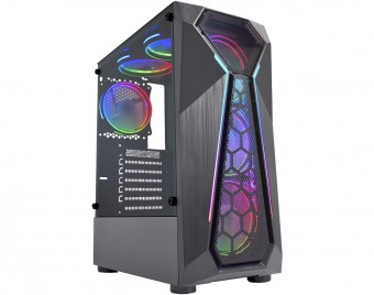 GABINETE ATX/ITX S/ FONTE GAMER KEMEX WARLOCK CG-A1D4 PRETO