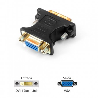 ADAPTADOR DVI MACHO P/ VGA FEMEA 24+5 PLUS CABLE