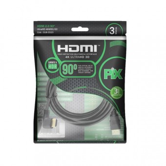 CABO HDMI 3M PIX 4K ULTRAHD 3D 1 CONECTOR 90º