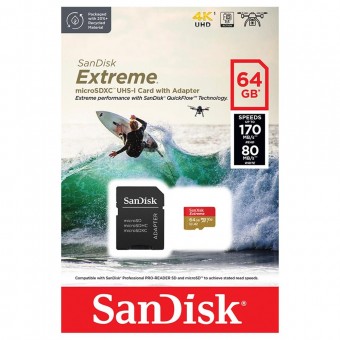 CARTAO DE MEMORIA MICRO SD 64GB SANDISK EXTREME