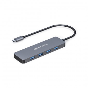 HUB TIPO C C3TECH HU-330GY C/ 4P USB 3.0 PRATA