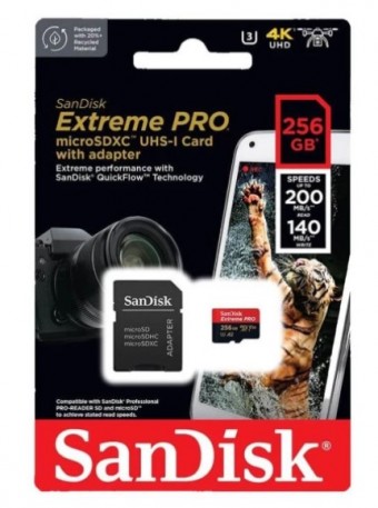 CARTAO DE MEMORIA MICRO SD 256GB SANDISK EXTREME PRO