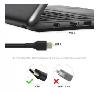 CARREGADOR P/ NOTEBOOK TIPO C 5V/20V - 4.8A 90W BIVOLT BESTBATTERY