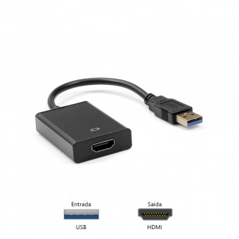 ADAPTADOR USB 3.0 MACHO P/ HDMI FEMEA PLUS CABLE