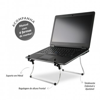 SUPORTE P/ NOTEBOOK RELIZA REGULAGEM METAL CROMADO