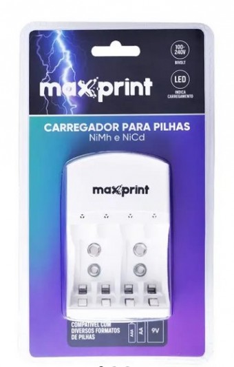 CARREGADOR DE PILHAS MAXPRINT AA/AAA/9V