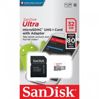 CARTAO DE MEMORIA MICRO SD 32GB SANDISK ULTRA CLASS 10