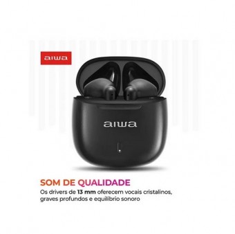 FONE DE OUVIDO SEM FIO AIWA AWS-EB-05-B BLUETOOTH 5.4 PRETO