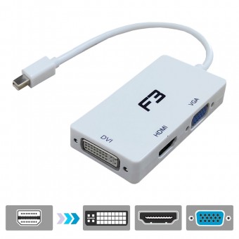 ADAPTADOR MINI-DISPLAYPORT P/ DVI FEMEA / HDMI FEMEA / VGA FEMEA F3