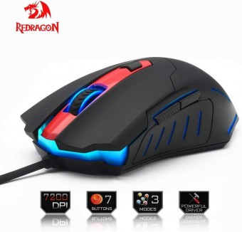 MOUSE USB GAMER REDRAGON M705 PEGASUS 7200DPI 6 BOTOES RGB PRETO