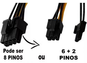 CABO ADAPTADOR PCI-EX MOLEX IDE 6+2 PINOS FONTE 8 PINOS