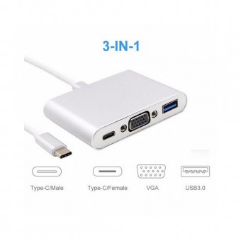 ADAPTADOR TIPO C MACHO P/ TIPO C FEMEA / USB 3.O / VGA F3