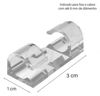 KIT 20 CLIPS ORGANIZADOR DE FIOS C/ ADESIVO DE PAREDE