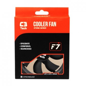 COOLER FAN C3TECH 120X120X25MM F7-100BK BLACK