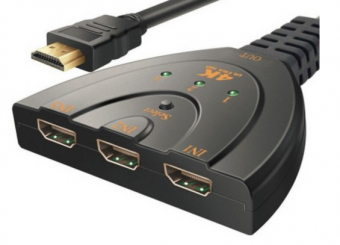 SWITCH CHAVEADOR C/ HDMI MACHO P/ 3 HDMI FEMEA LTOMEX PRETO