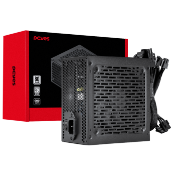 FONTE ATX 600W PCYES SHOCKER 80PLUS WHITE PFC ATIVO