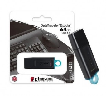 PEN DRIVE 64GB KINGSTON DATATRAVELER EXODIA USB 3.2 PRETO