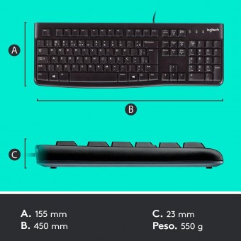 TECLADO E MOUSE C/ FIO LOGITECH MK120 PRETO