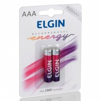 PILHA RECARREGAVEL AAA ELGIN 900MAH C/ 2 UNIDADES