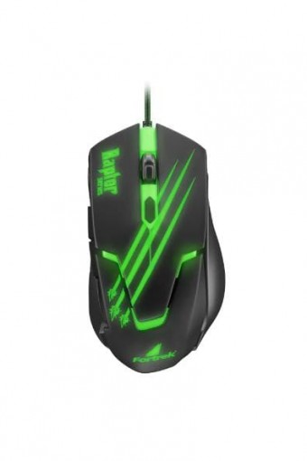 MOUSE USB GAMER FORTREK RAPTOR 3200DPI PTO/VERDE