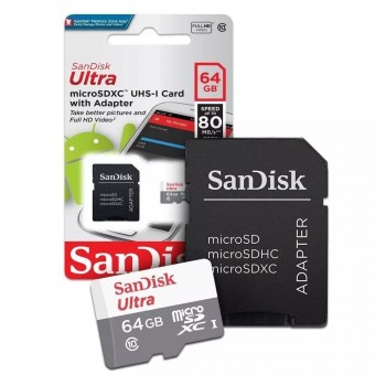 CARTAO DE MEMORIA MICRO SD 64GB SANDISK ULTRA CLASS 10