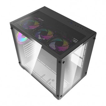 GABINETE ATX S/ FONTE GAMER AIGO DARKFLASH C285 AQUARIO ARGB C/ 4 FANS PRETO