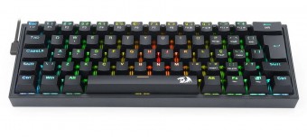 TECLADO USB GAMER MECANICO REDRAGON FIZZ K617 SWITCH AZUL RGB PRETO