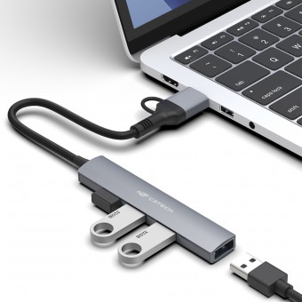 HUB TIPO C / USB C3TECH HU-C500GY 4P USB 3.0 PRATA