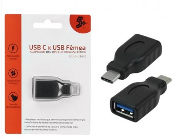 ADAPTADOR TIPO C MACHO P/ USB FEMEA 5+