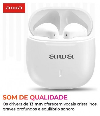 FONE DE OUVIDO SEM FIO AIWA AWS-EB-05-B BLUETOOTH 5.4 BRANCO