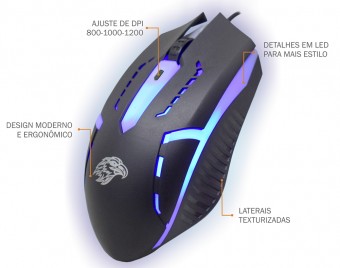 MOUSE USB GAMER KMEX MOA8 1600DPI