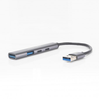 HUB USB 3.0 C3TECH HU-330SI 2P USB 3.0 2P TIPO C PRATA