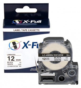 FITA PARA ROTULADOR 12MX8M X-FULL BLACK/WHITE COMP/ BROTHER M-K231