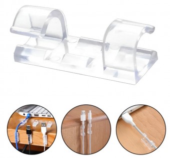 KIT 20 CLIPS ORGANIZADOR DE FIOS C/ ADESIVO DE PAREDE