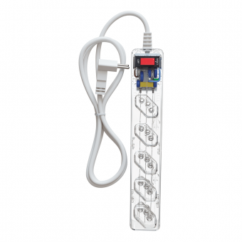 ICLAMPER ENERGIA C/ FILTRO DE LINHA DE 5 TOMADAS 10A BIV TRANSPARENTE