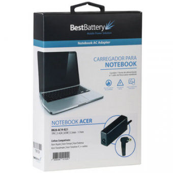 CARREGADOR P/ NOTEBOOK ACER 19V - 3.42A 65W 5.5MM - 1.7MM BEST BATTERY