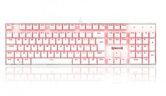TECLADO USB GAMER MECANICO REDRAGON MITRA K551W LED VERMELHO SWITCH MARROM BRANCO