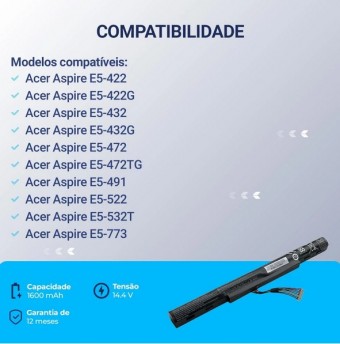 BATERIA P/ NOTEBOOK ACER ASPIRE E5-422/432/472/491/522/532/773