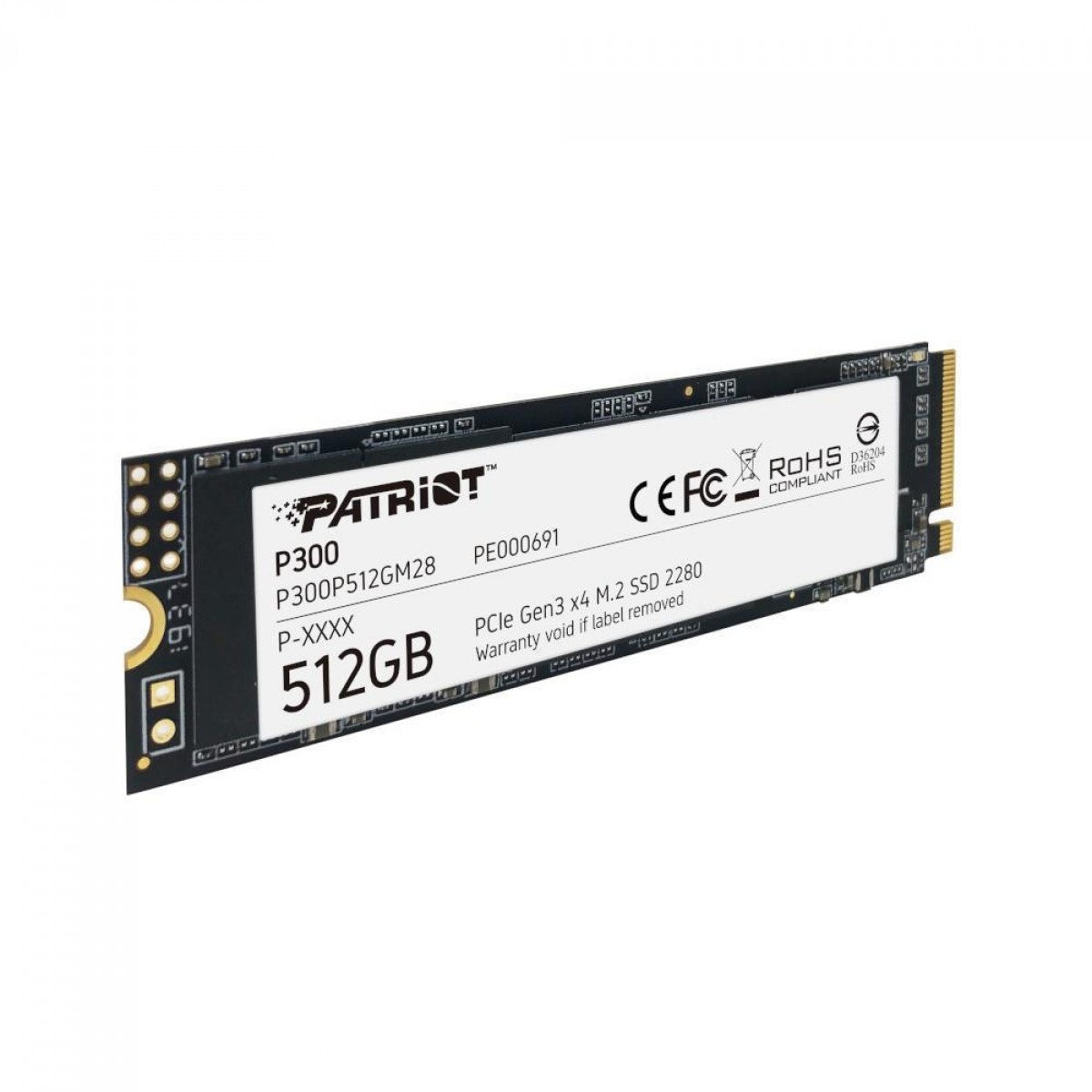 HD SSD 512GB PATRIOT P300 M.2 2280 NVME PCI-EX 3X4 1700MB/S LEIT. 1100MB/S GRAV.
