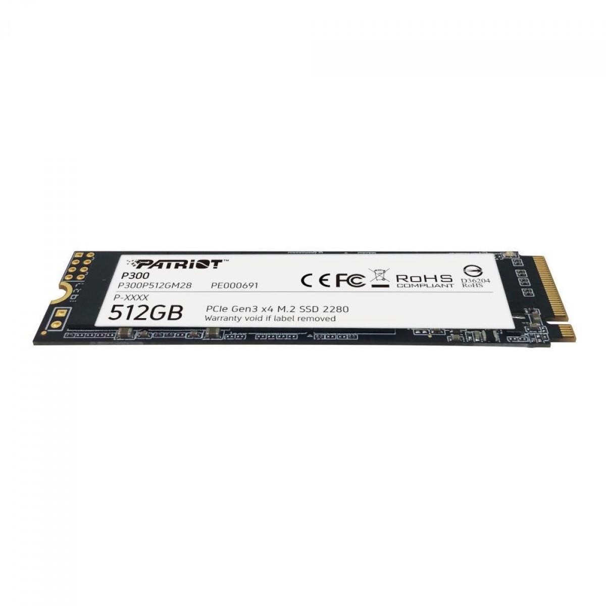 HD SSD 512GB PATRIOT P300 M.2 2280 NVME PCI-EX 3X4 1700MB/S LEIT. 1100MB/S GRAV.