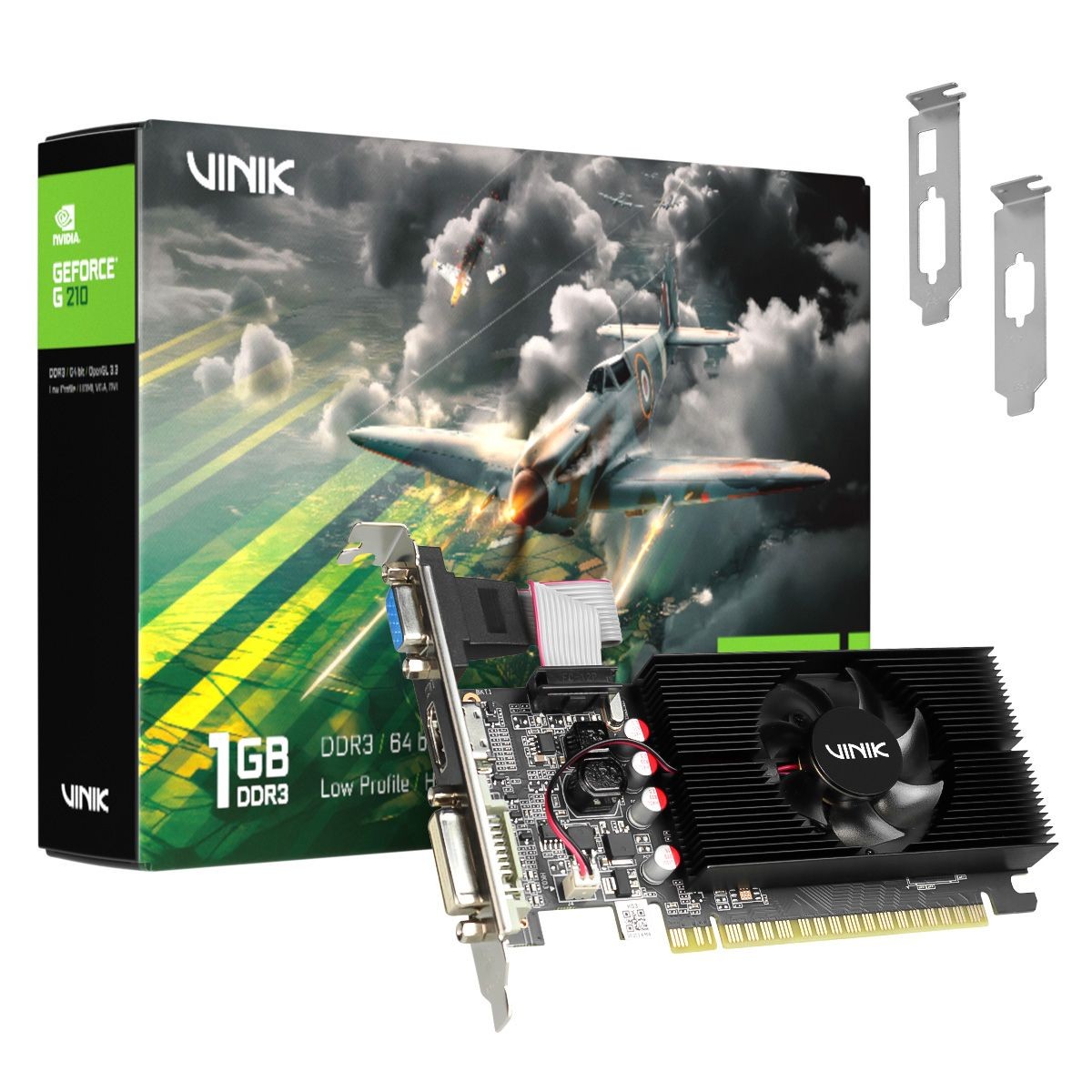 PLACA DE VIDEO GEFORCE G210 1GB 64BITS DDR3 VINIK LOW PROFILE HDMI/DVI/VGA
