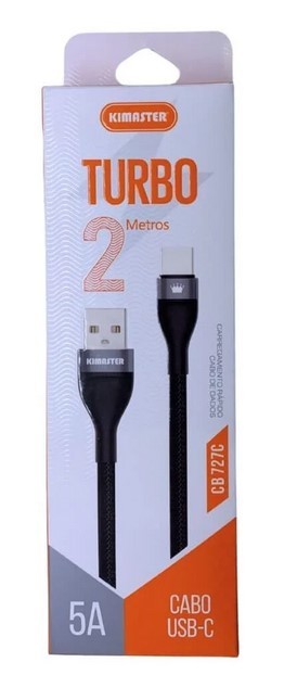 CABO TIPO C USB KIMASTER CB727C 20W 5A TURBO 2M PRETO