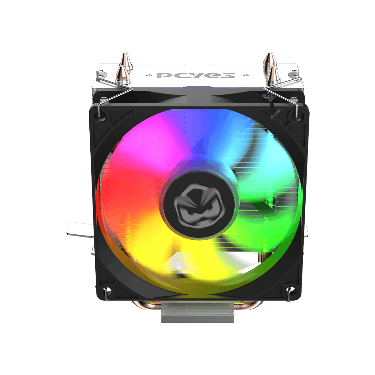 AIR COOLER P/ PROCESSADOR PCYES TUNDRA 90 BLACK VULCAN LED RAINBOW TDP 115W ACTBKA90 PRETO